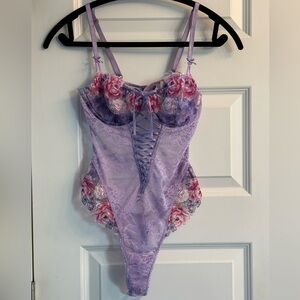 Victoria's Secret Lavender Floral Lace Bodysuit